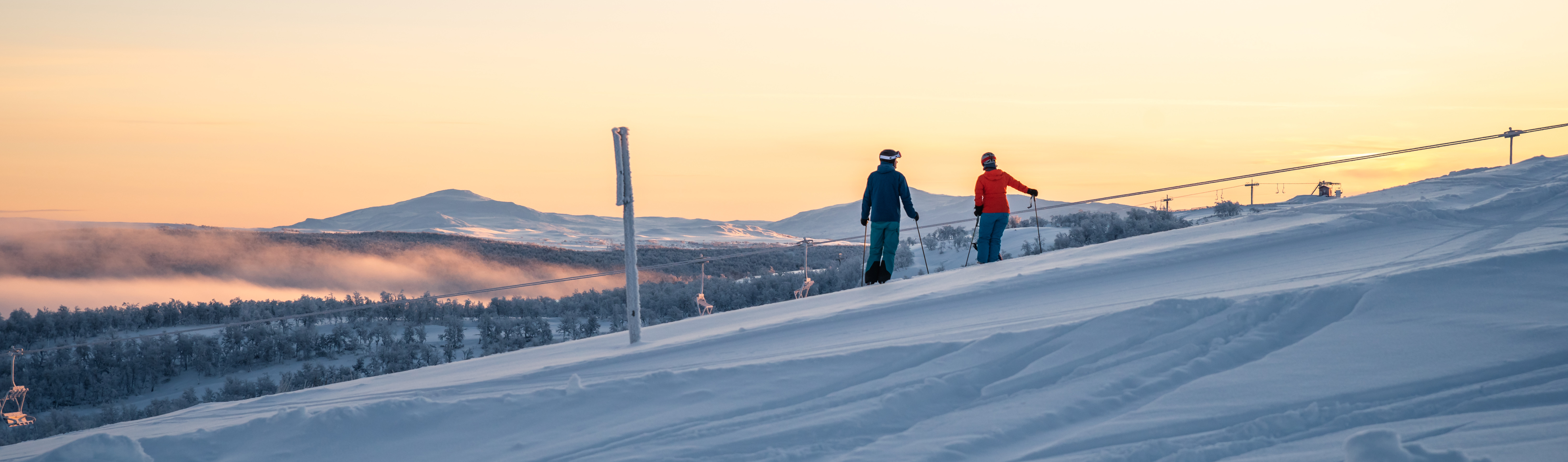 Sunrise at the top of the mountain in Ramundberget