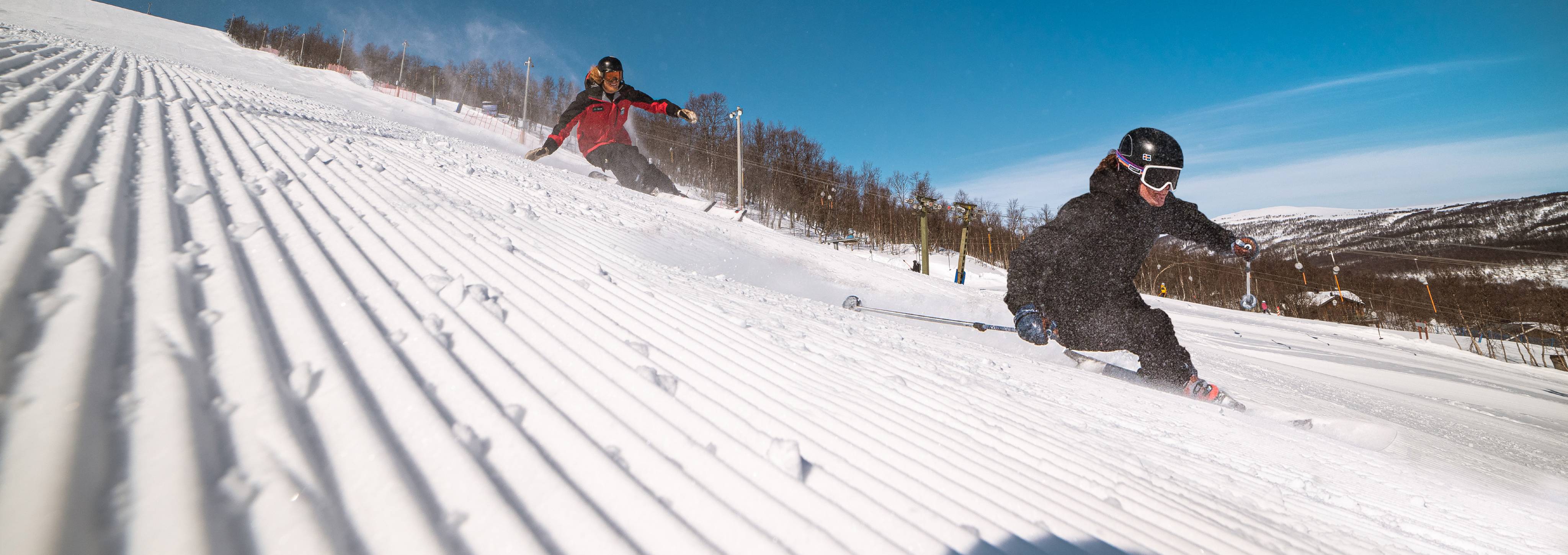 Adults at ski lesson